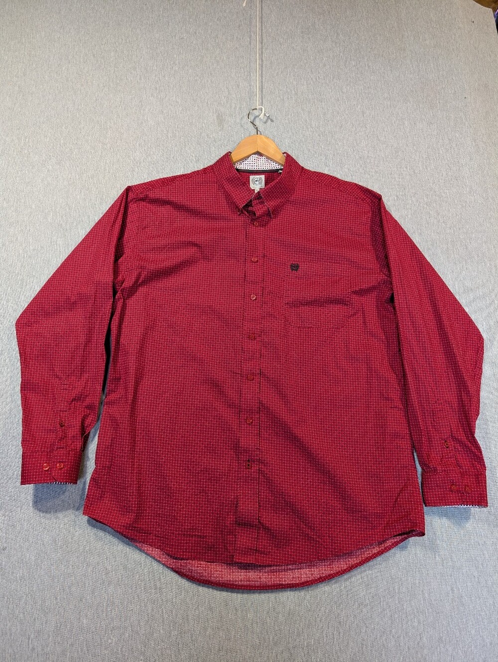 Cinch Geometric Print Western Shirt Men's XL Red